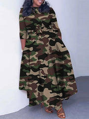 Casual Camo Print Bandage Slim Dress