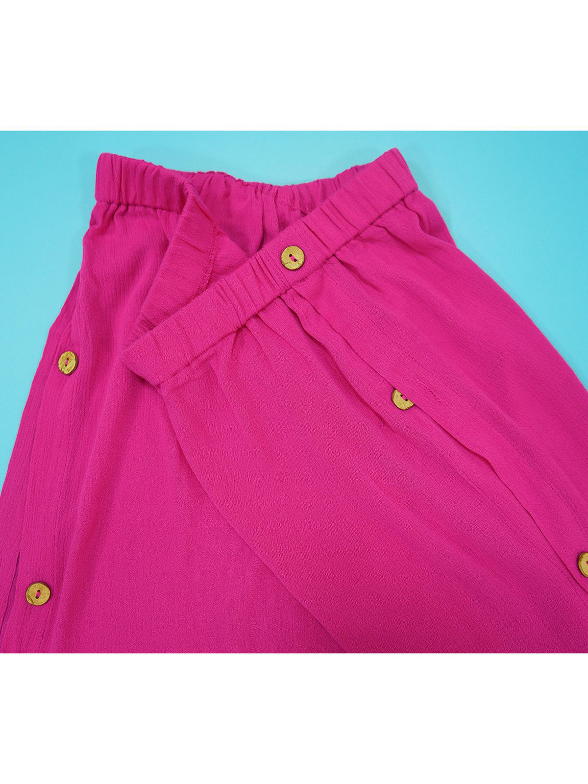 Solid Color Side Buttons Straight Pants Sets