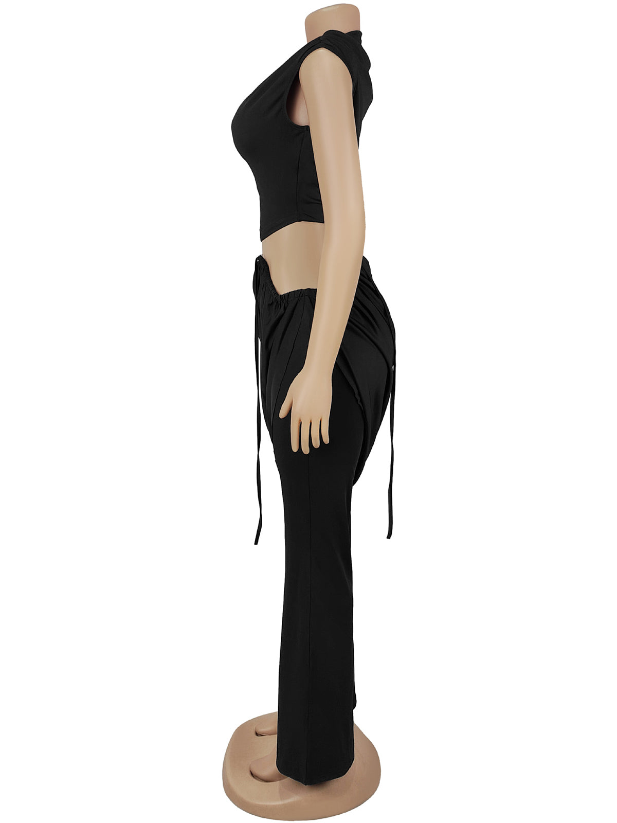 Fashion Sleeveless Crop Top And Trousers Two-Piece Set