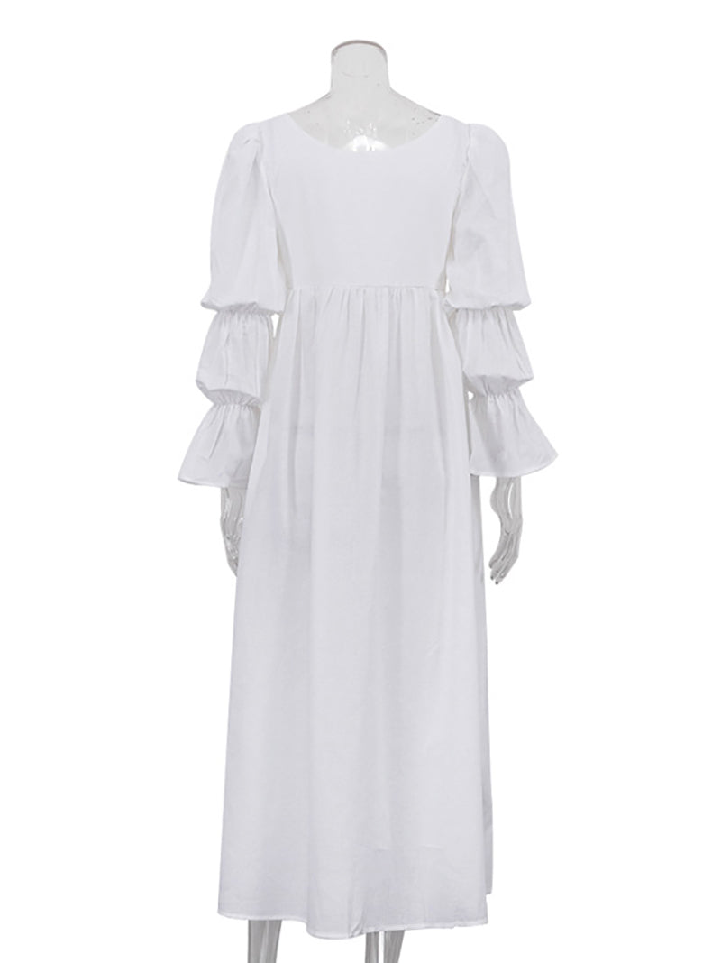 Elegant Cardigan Lace-up Blouse Maxi Dress