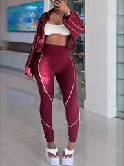 Color Block Track Jacket and Pants Set