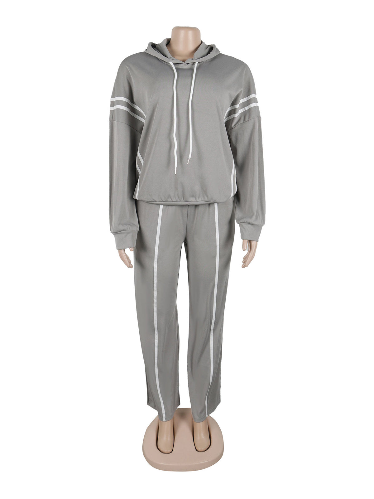 Casual Striped Hoodie Trousers Sports Suit