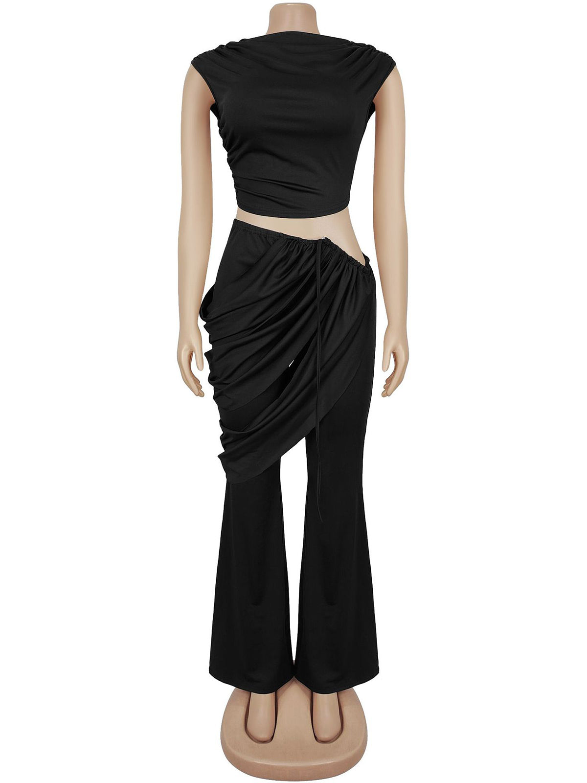 Fashion Sleeveless Crop Top And Trousers Two-Piece Set