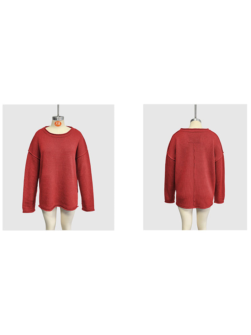 Casual Crewneck Oversized Knit Sweater