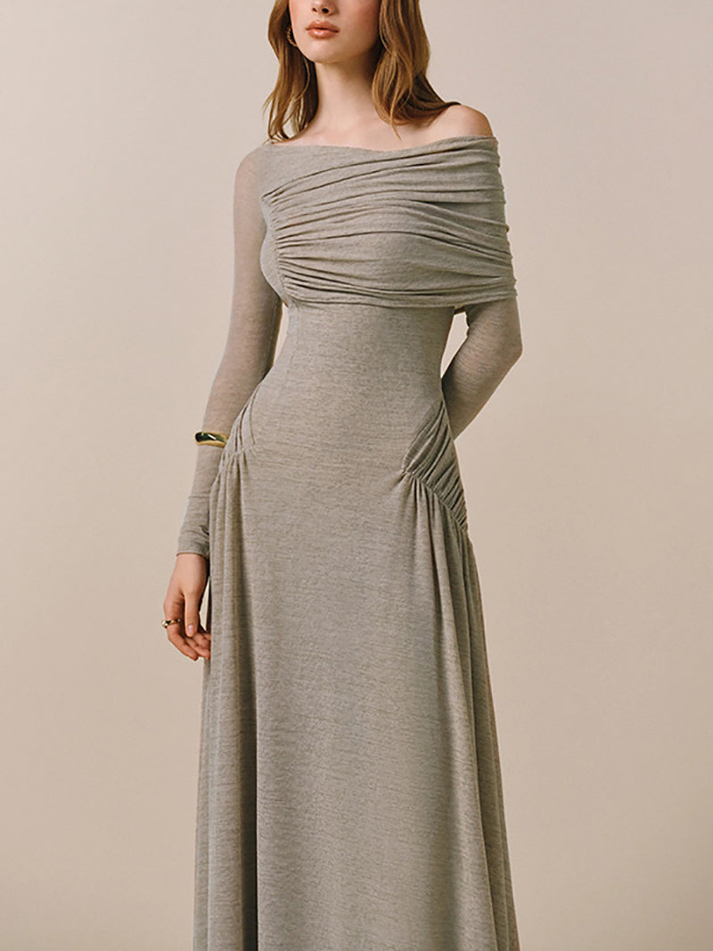 Fashion Off Shoulder Asymmetric Maxi Dress