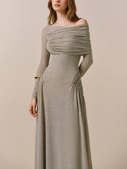 Fashion Off Shoulder Asymmetric Maxi Dress