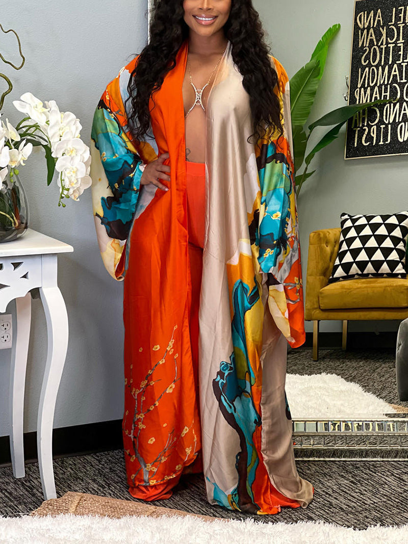 Fashion Print Loose Beach Cover-up Coat