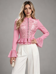 Sequin Panel Flare Sleeve Cropped Jacket-boutique