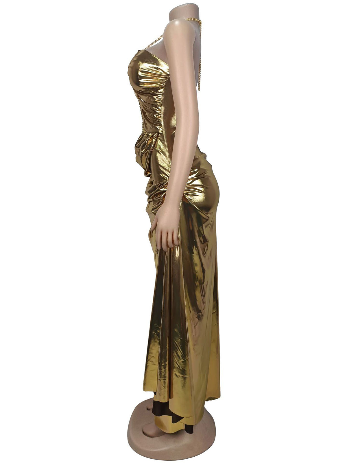 Sexy Halter Hollow Out Ruched Maxi Dress