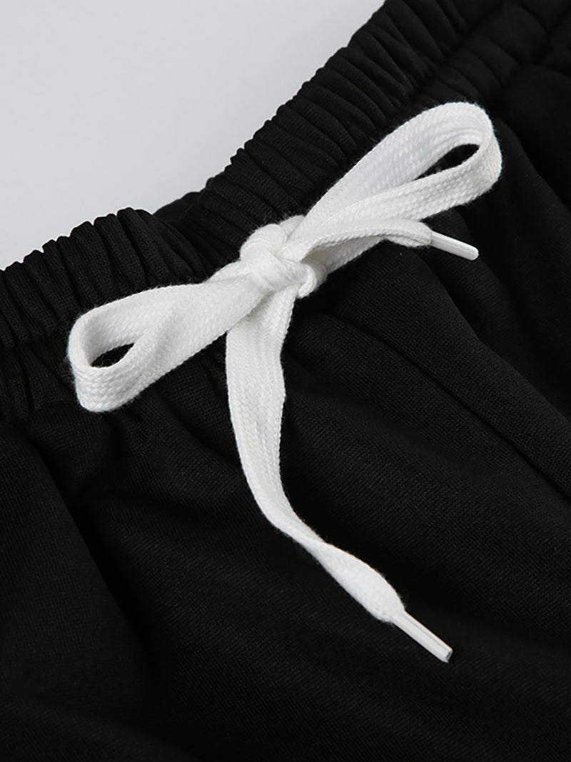 Contrast Side Seam Drawstring Waist Sports Pants