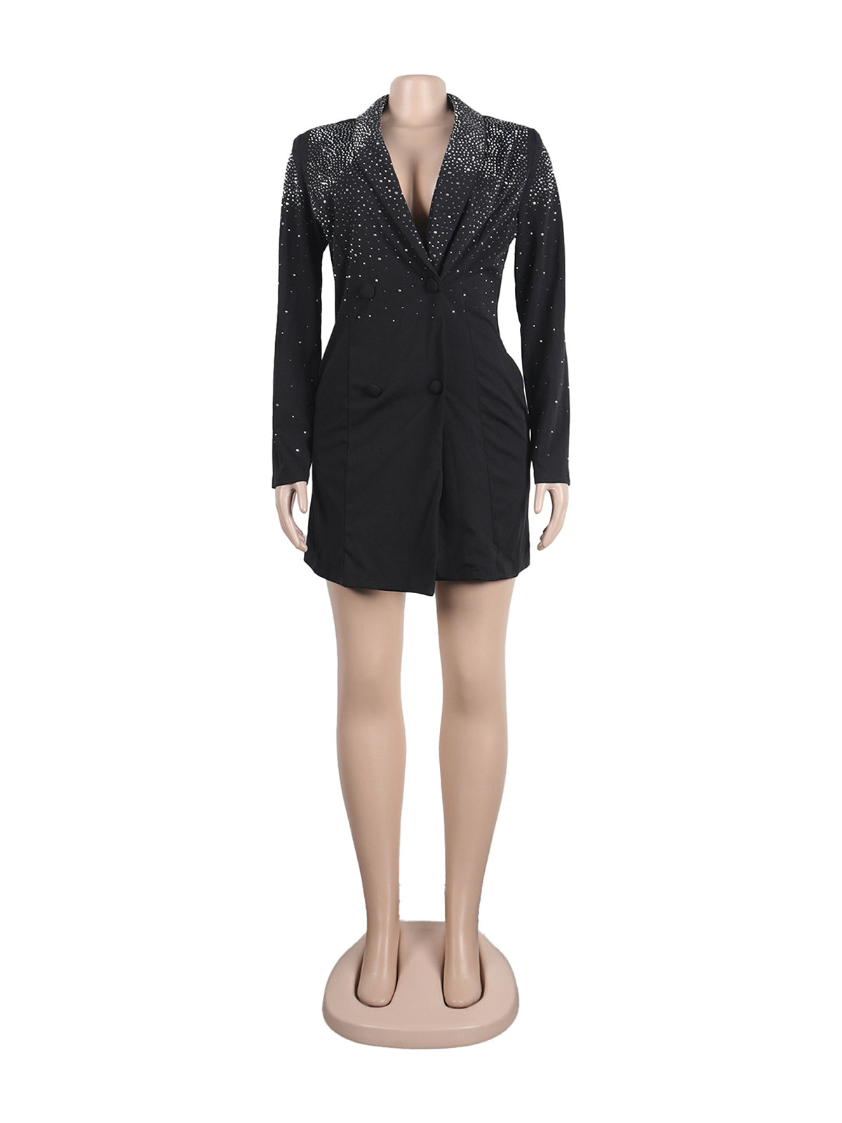Shiny Rhinestone Embellished Blazer Dress