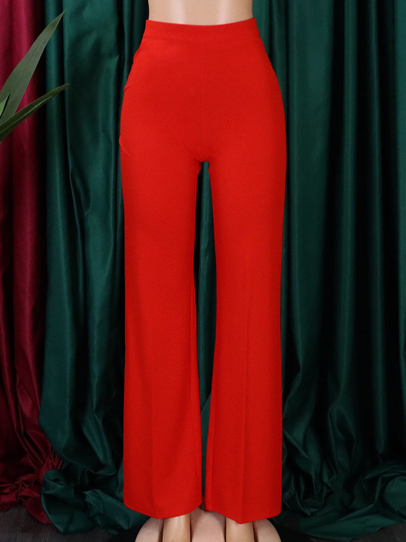 Casual Elastic High Waist Wide Leg Pants