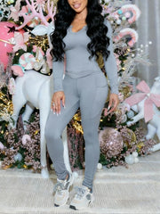 V-Neck Top And Pants Yoga Sports Casual Set