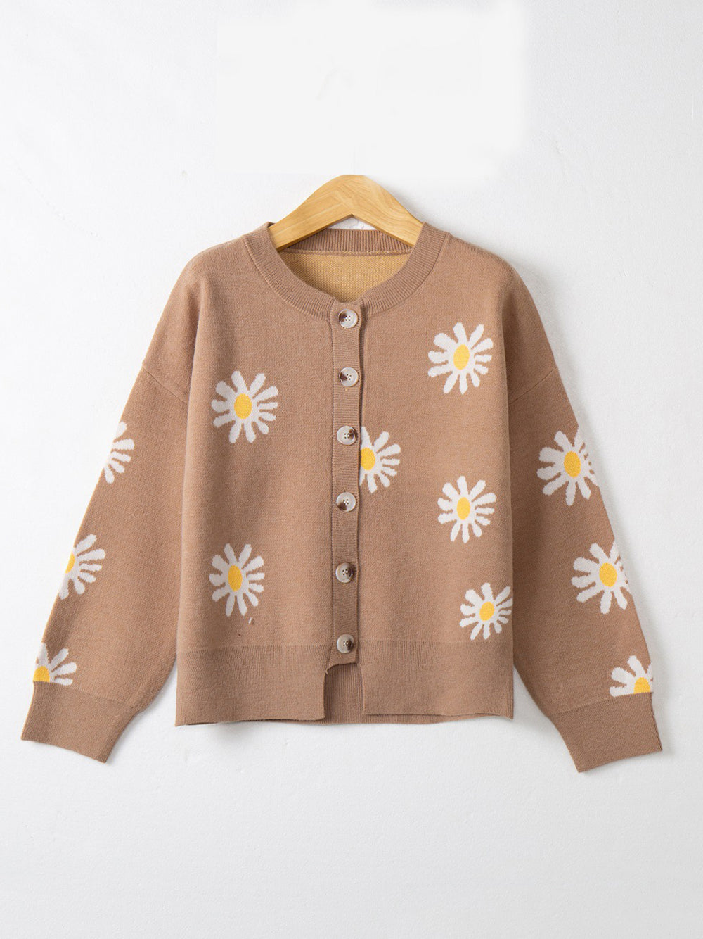 Fashion Round Collar Embroidered  Button Cardigan