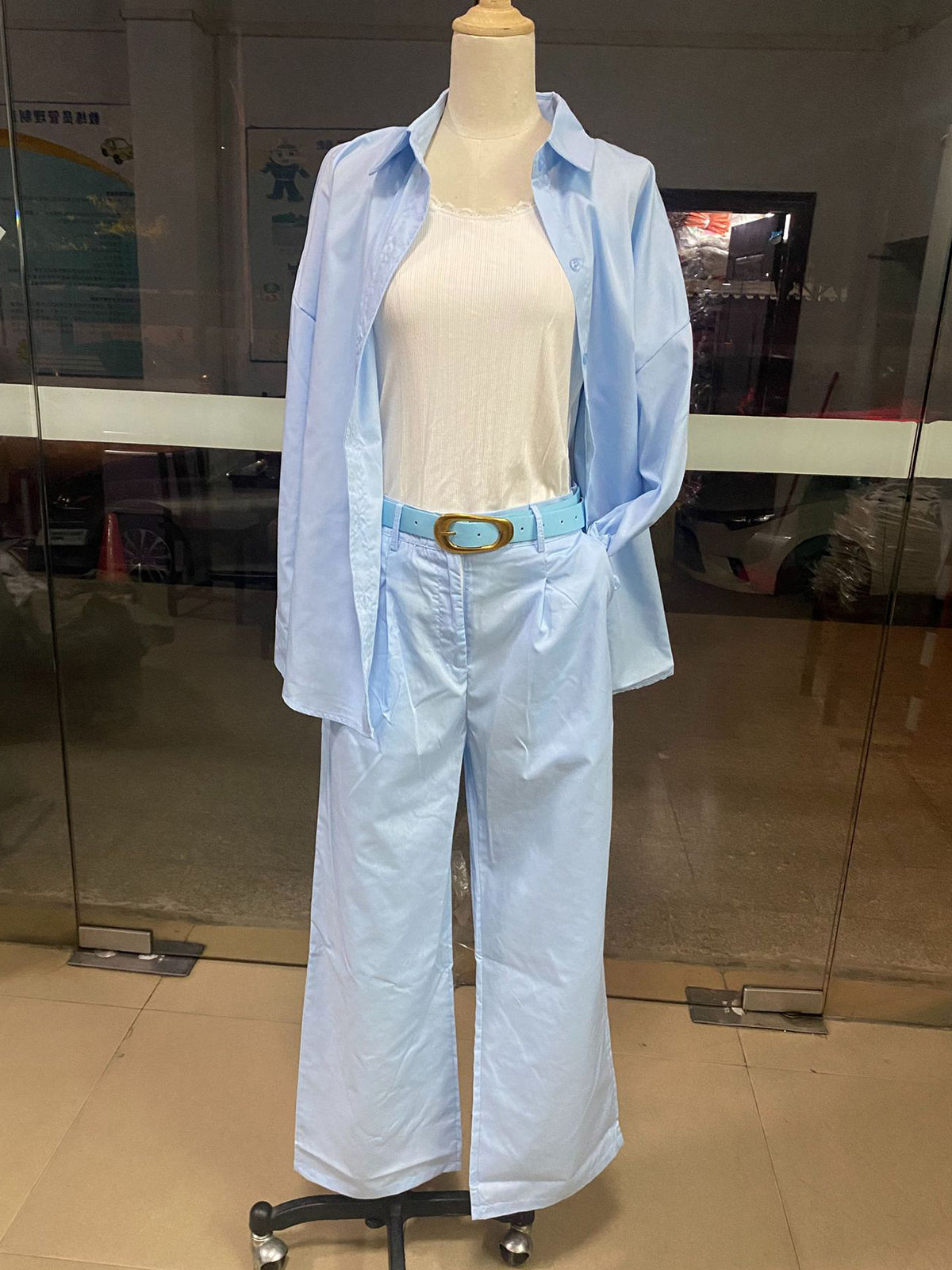 Casual Lapel Long Sleeve Shirt And Trousers Set