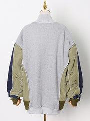 Mock Neck Fleece Panel Oversized Sweatshirt-boutique