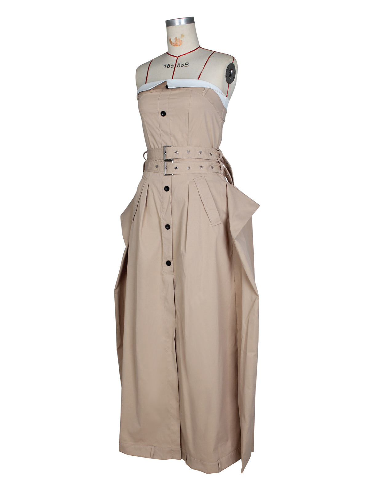 Chic Strapless Reinvented Trench Maxi Dress