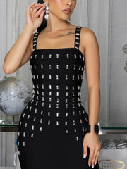 Rhinestone Strap Bodycon Mini Dress