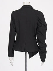 Asymmetric Sculptural Black Blazer-boutique