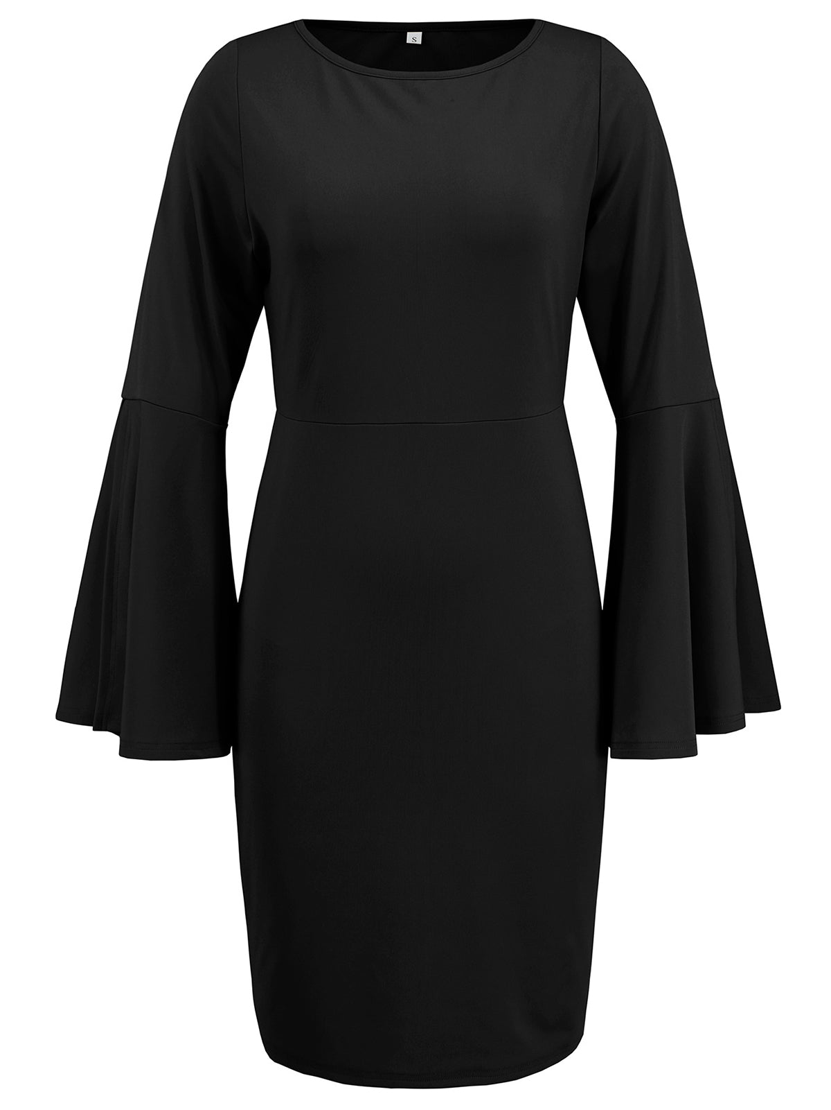 Crew Neck Bell Sleeve Bodycon Hips-Wrapped Dress