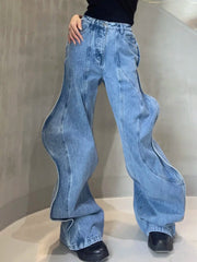 Fashion Asymmetry Wide Leg Jeans