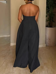 Elegant Halter Backless Regular Jumpsuit