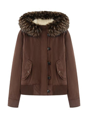 Faux Fur Hooded Cropped Jacket