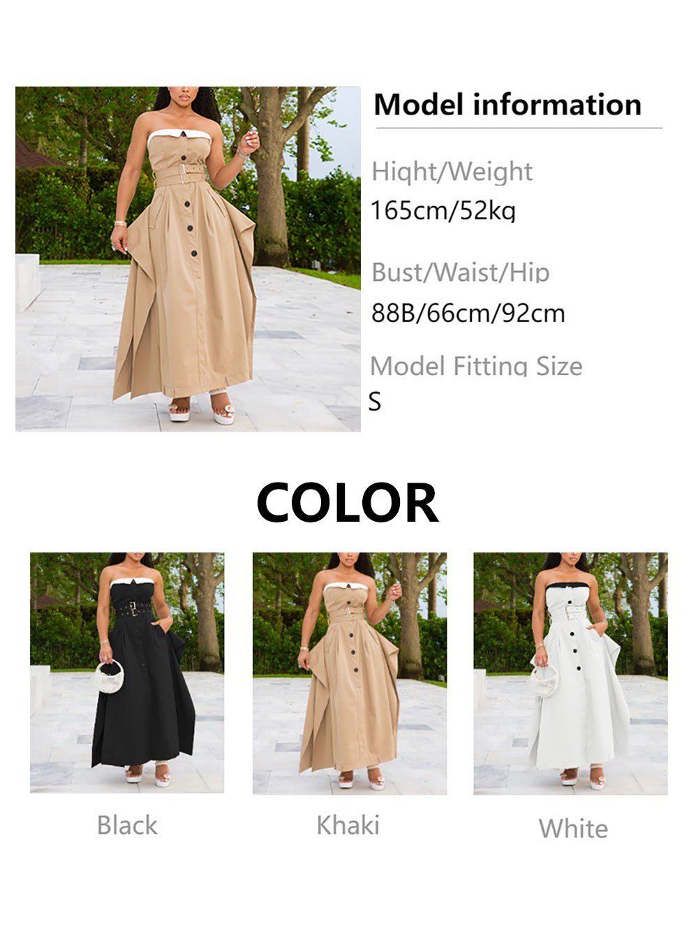 Chic Strapless Reinvented Trench Maxi Dress
