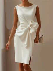 Elegant Sleeveless Bow Slim Party Dress