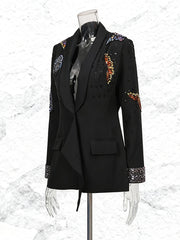 Boutique Rhinestone Butterfly Slim Blazer