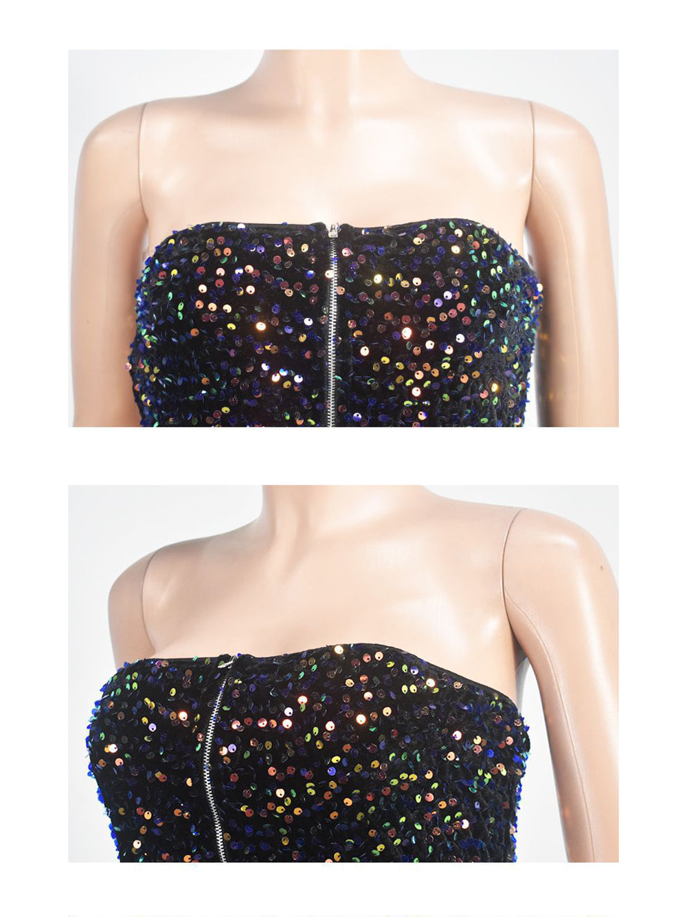 Strapless Sequin Nightclub Bodycon Romper