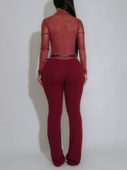 Sexy See Through Mesh Patchwork Long Sleeve Jumpsuit