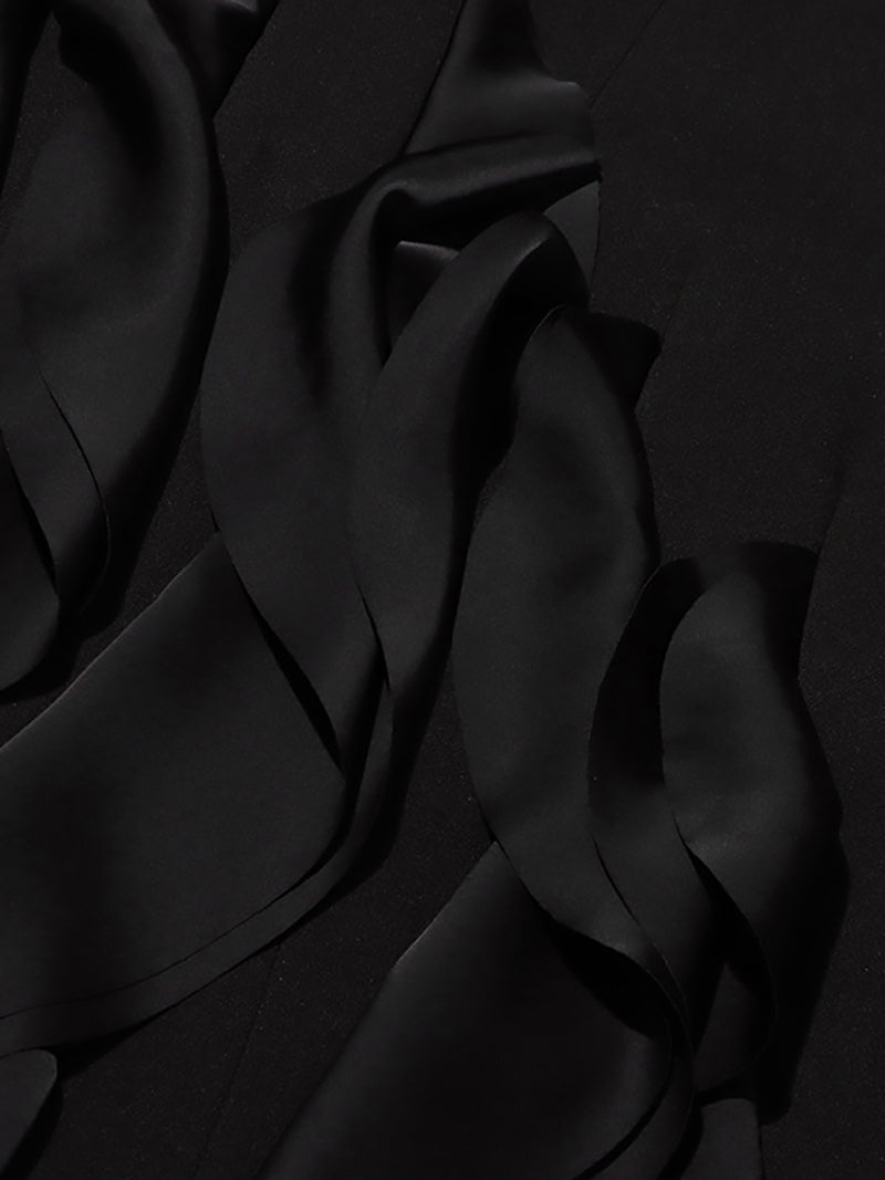 Solid Spliced Ruffles Loose Blazer Trench Coat