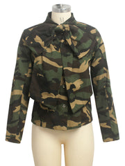 Casual Shirt Bow Tie Denim Jacket