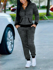 Zip Up Hoodie Sweatshirt And Jogger Pants Set