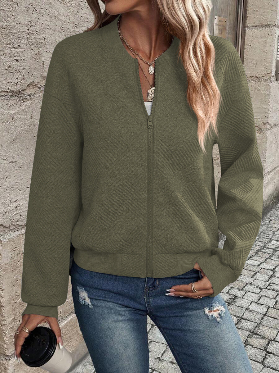 Casual Hoodie Zipper Baseball Collar Jacket