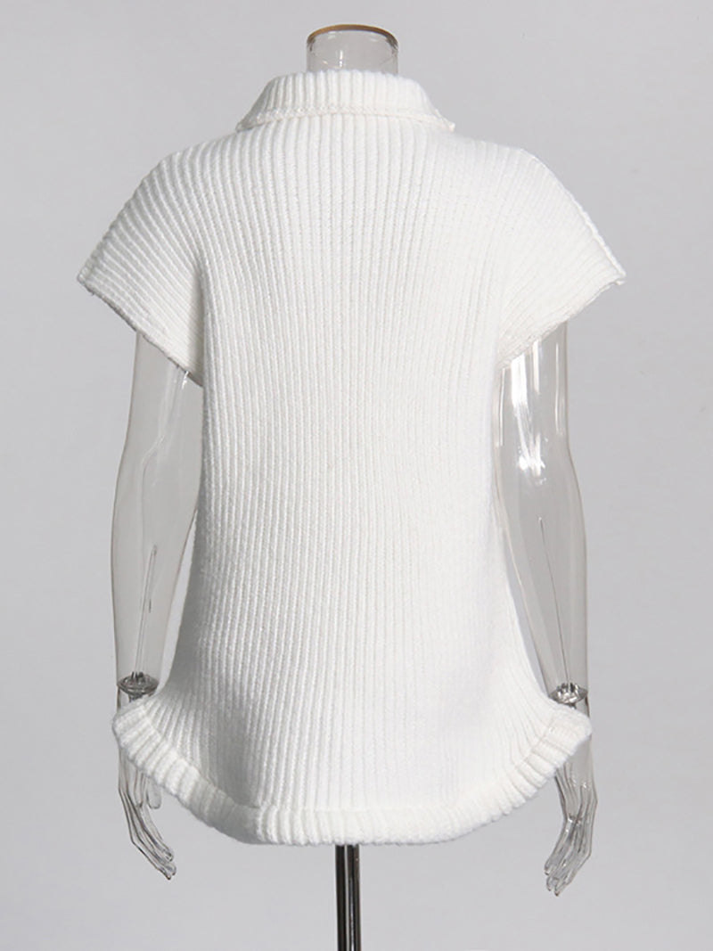 Turtleneck Short Sleeve Slim Sweater