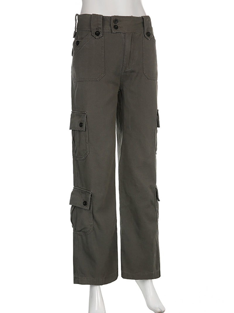 Low Waisted Cargo Pants Wide Leg Jogger Trousers