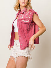 Fashion Denim Sleeveless Jacket Coat