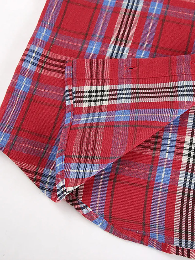 Casual Long Sleeve Loose Plaid Button-Up Shirt