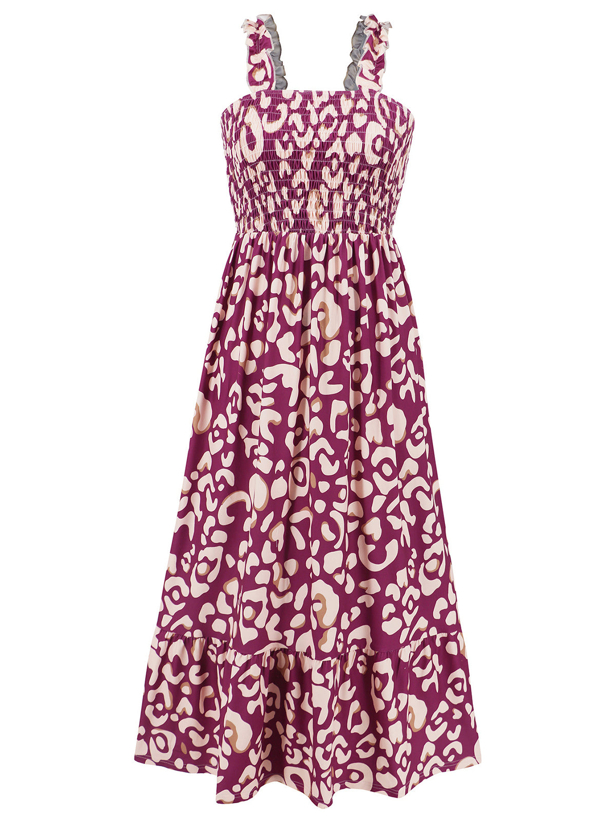 Casual Print Spaghetti Strap Square Neck Maxi Dress