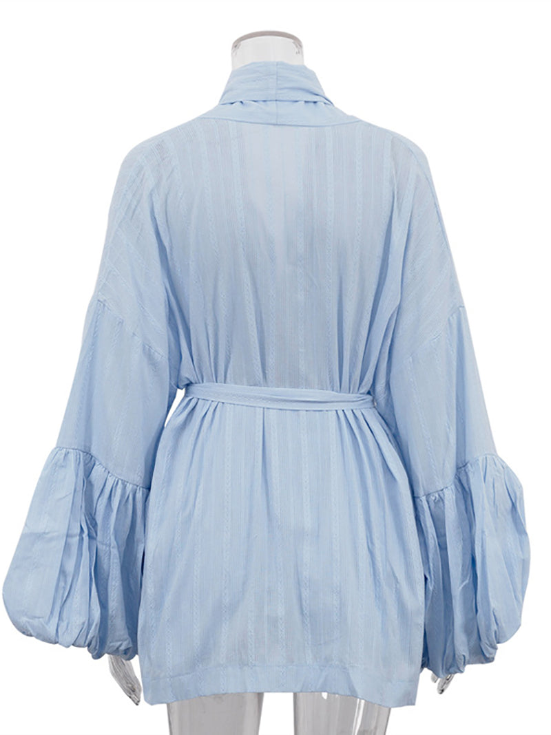 Fashion Petal Sleeve Loose Blouses And Shorts Sets