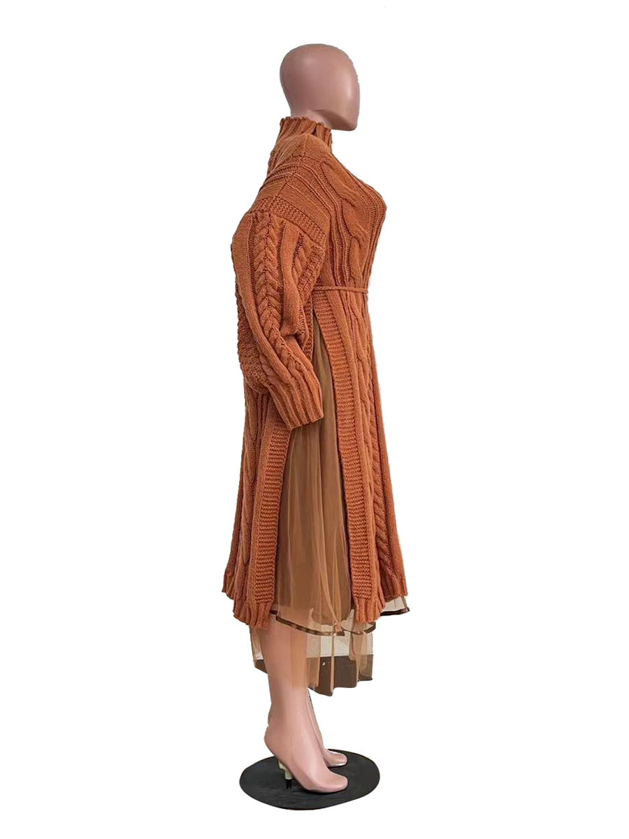 Fashion High Waist Tulle Knitted Dress