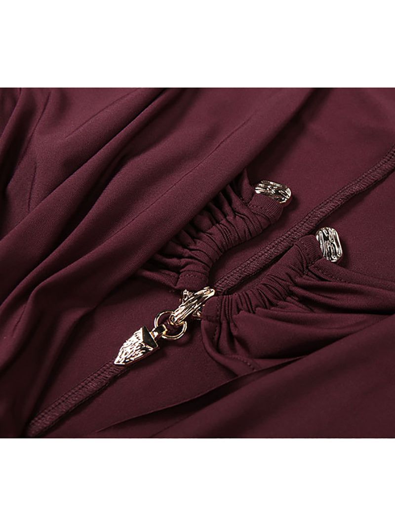 Sexy Metal Decor Tops Deep V Club Party Jumpsuits