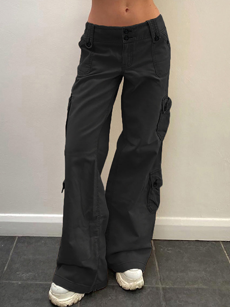 Low Waisted Cargo Pants Wide Leg Jogger Trousers