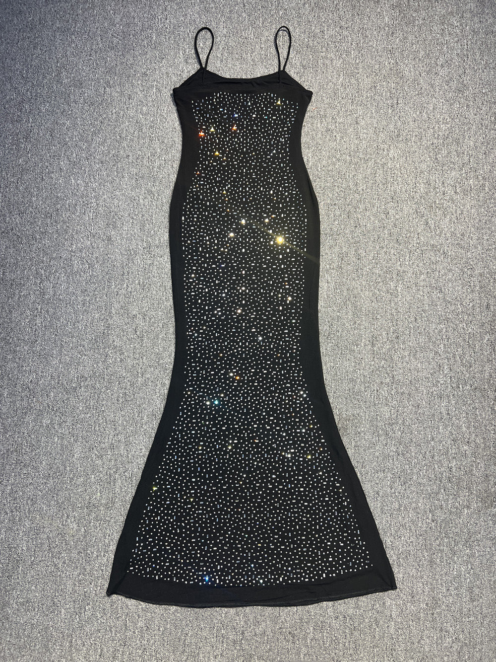 Sexy Rhinestone Suspenders Fishtail Dress