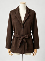 Belted Tailored Long Sleeve Jacket -boutique