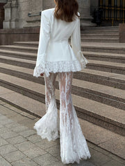 Lace Blazer and Flare Pants Set-boutique