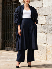 Fashion Puff Sleeve Double-Breasted Coat