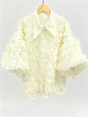Fashion Rose Flower Embellishment Shirt